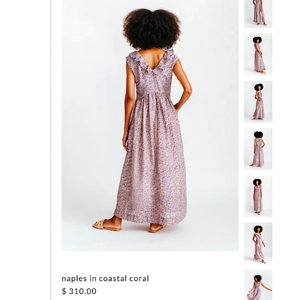 Sleeveless Lavender Floral Maxi Dress with Ruffle Trim - Picture 2 of 16